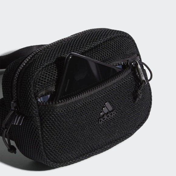 Adidas Air Mesh Waist Pack Adjustable Crossbody Bag Black Festival Pouch #719 - Picture 8 of 8